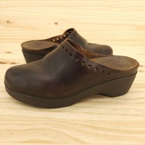 Mephisto Women's Clogs Sz 8 Brown Leather Comfort Shoes Cottagecore Chic Slip On